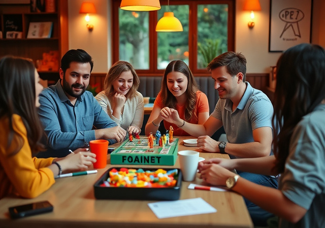 Gelukkige mensen die bordspellen spelen tijdens een evenement