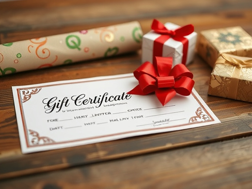 Voorbeeld van een Qoptum cadeaubon met feestelijke verpakking